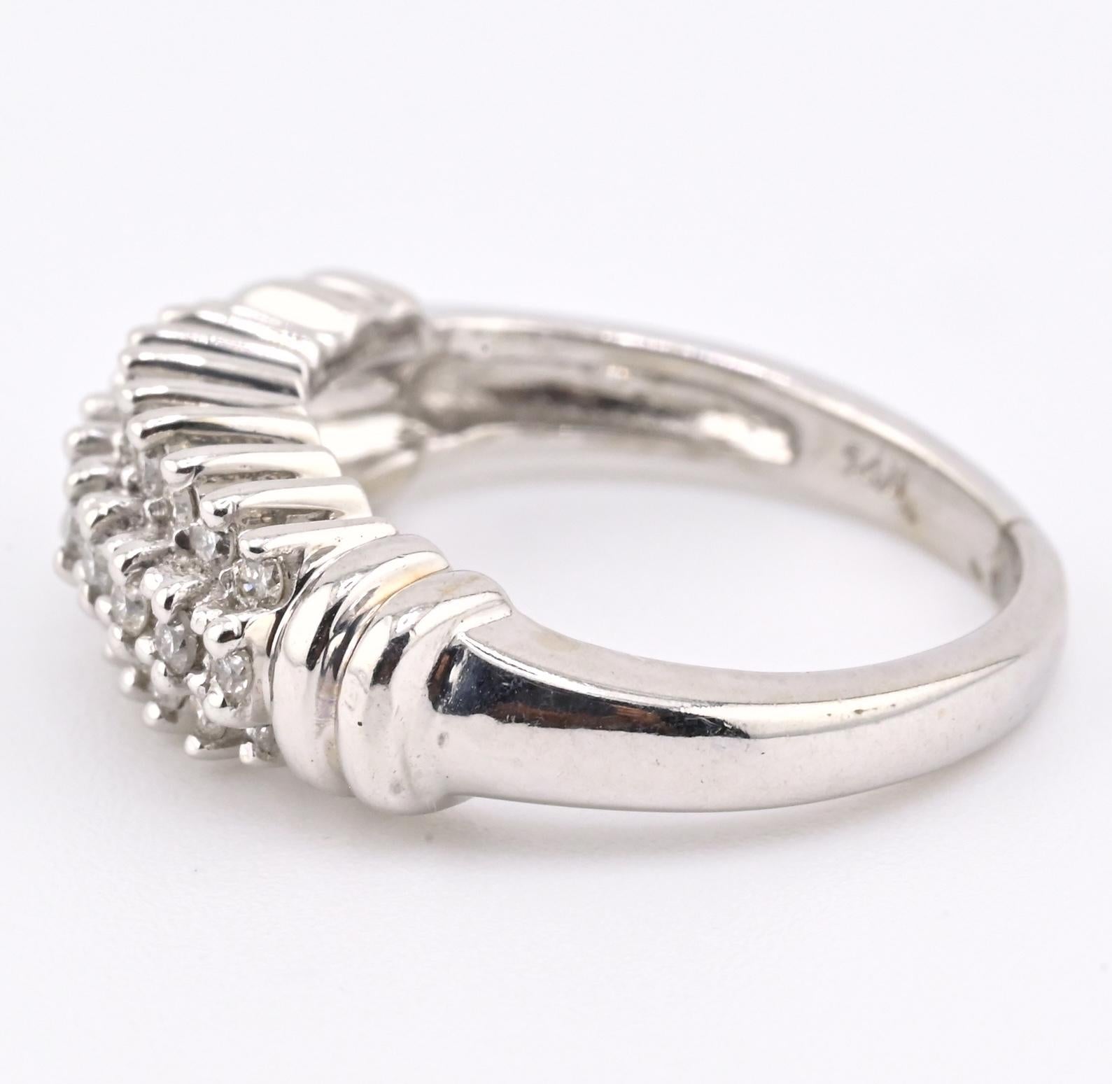 IGI Certified 14K White Gold Diamond Band – 0.25ct, 27 Natural Diamonds Size 4