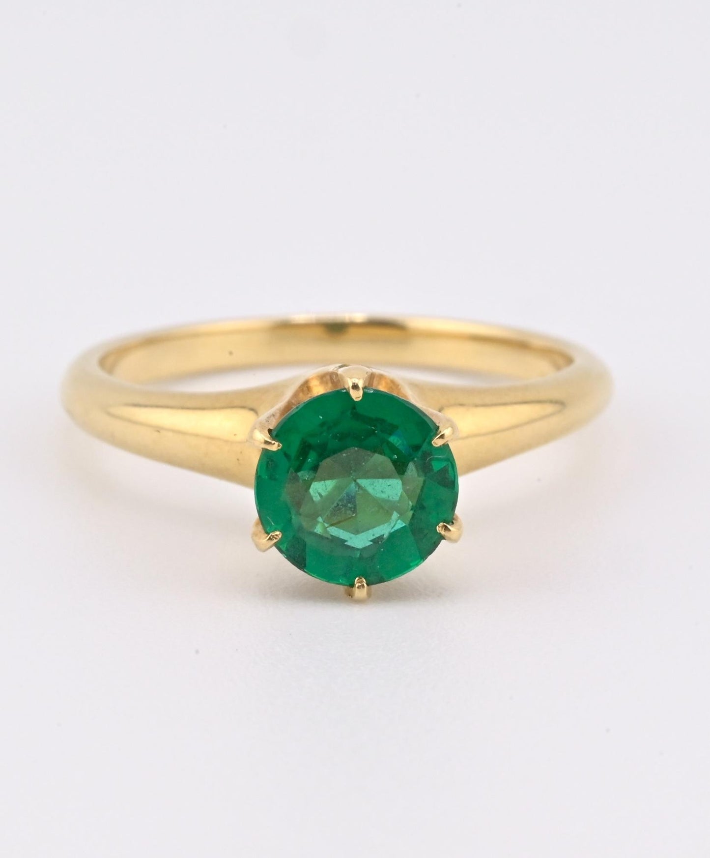 IGI Certified 14K Yellow Gold Ring | Natural Green Gemstone | Size 5.75
