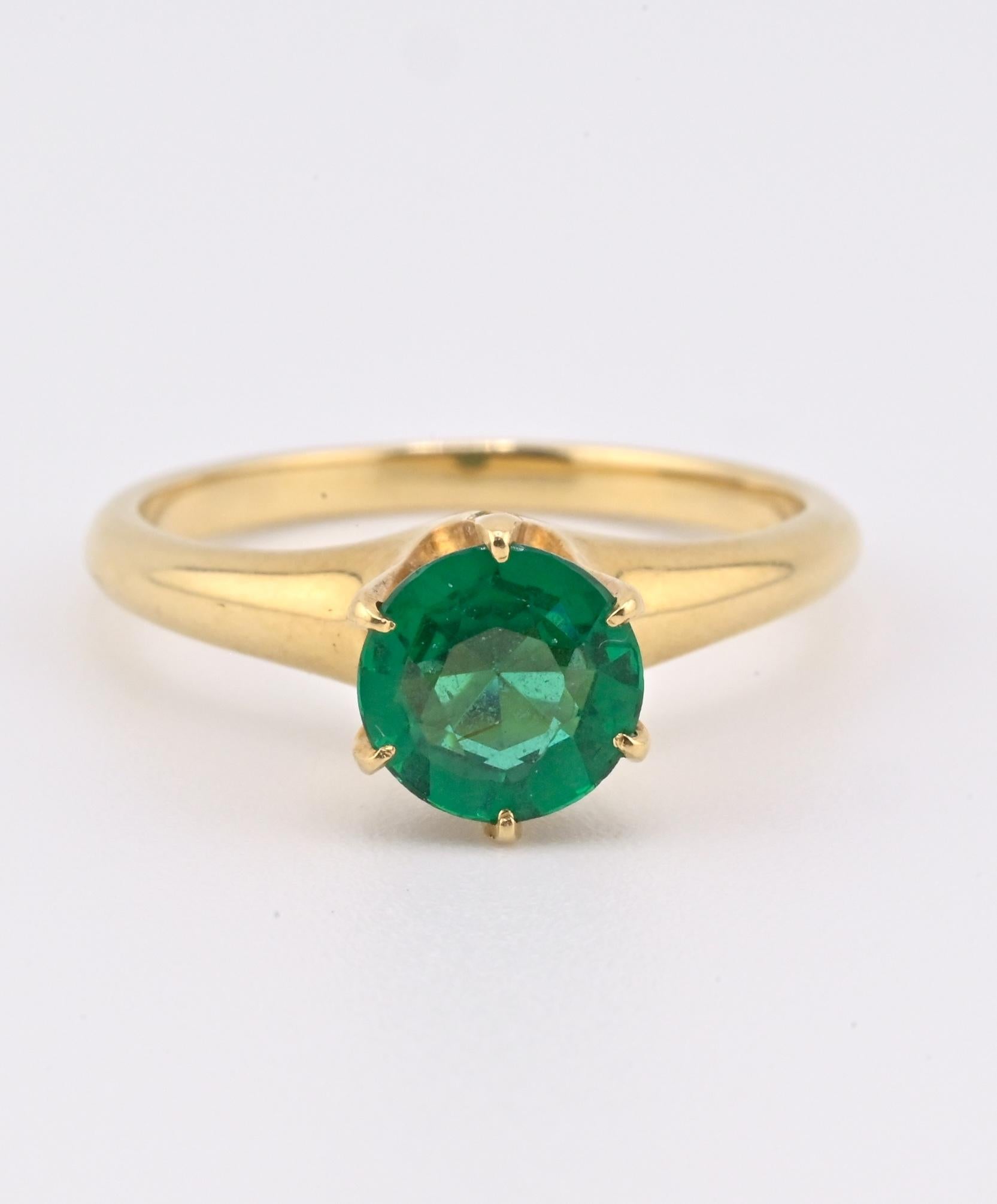IGI Certified 14K Yellow Gold Ring | Natural Green Gemstone | Size 5.75