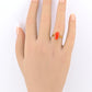 22K Yellow Gold Ring w/ 2.58ct Natural Coral – Oval Cabochon, Size 6.75