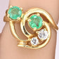 IGI Certified 14K Yellow Gold Ring with 0.70ct Natural Emeralds 0.25ct Diamonds