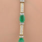 14K Yellow Gold Bracelet 6.03ct Emeralds & 0.93ct Diamond Accents 7 Inches