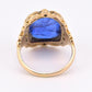 IGI Certified 10K Yellow Gold Carved Spinel Soldier Intaglio Ring Size 5