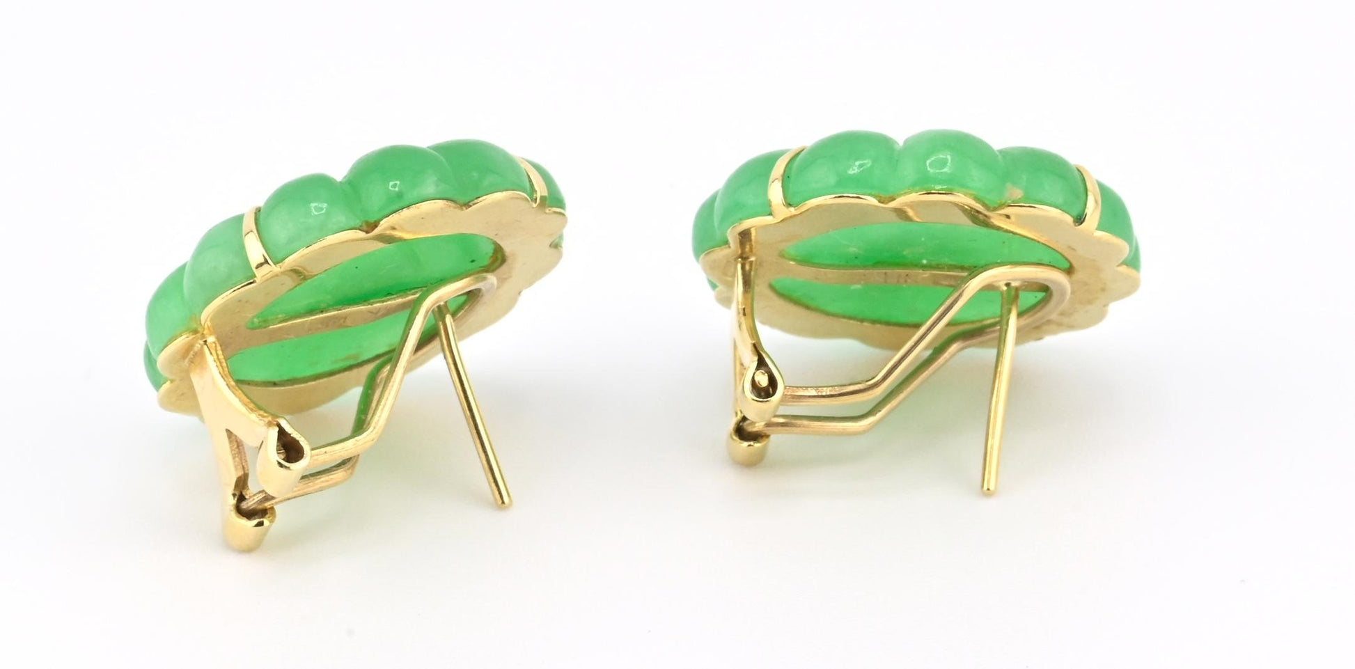 14K Yellow Gold Natural Jade Jadeite Earrings 6.4 DWT IGI Certified
