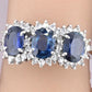 14K White Gold Ring 2.10ct Natural Blue Sapphires & 0.44ct Diamond Accent
