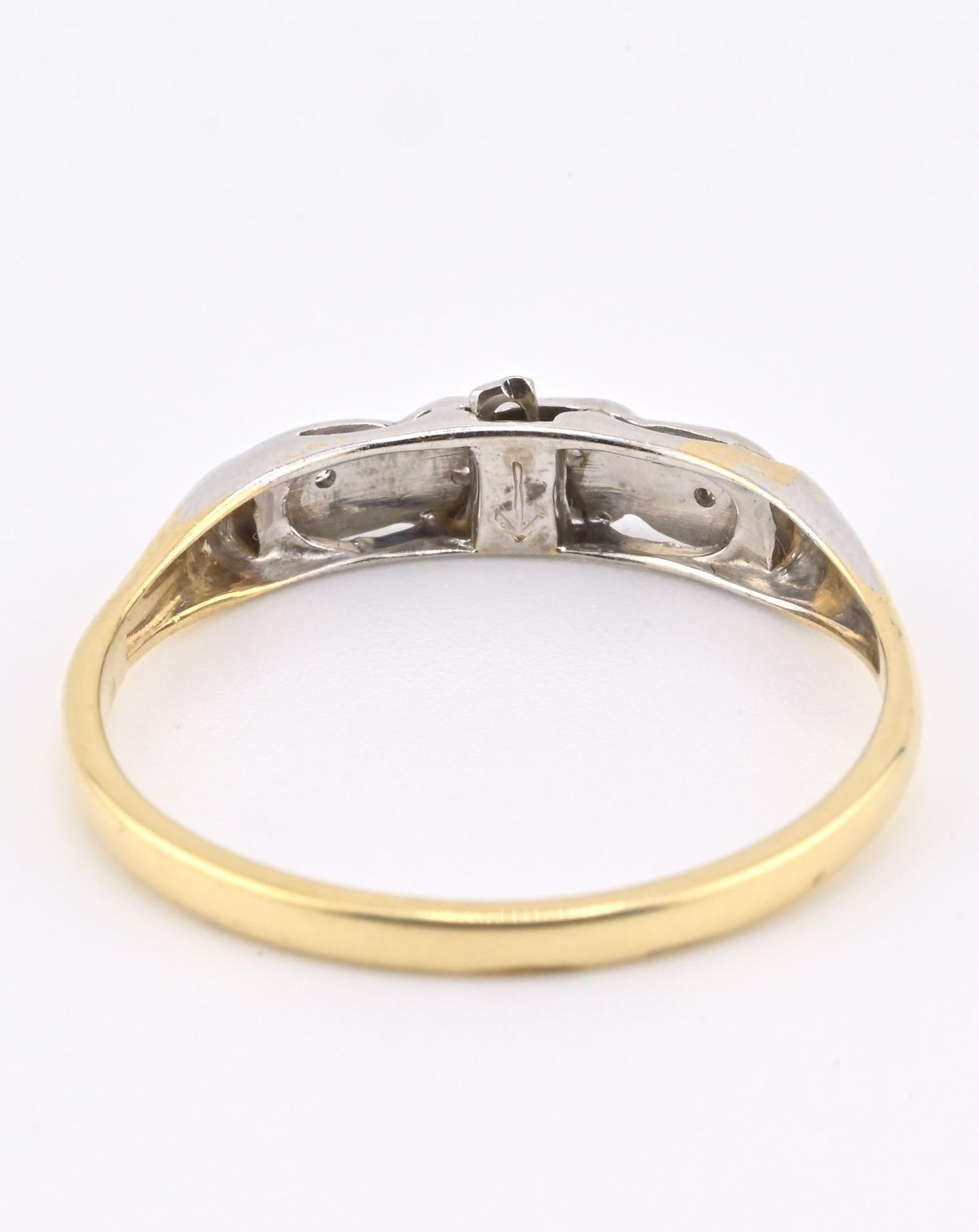 IGI Certified 14K Yellow & White Gold Dainty Ring Natural Diamonds Size 10.25