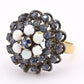 Antique 10K Yellow Gold Ring 1.91ct Natural Sapphires & 0.60ct Opals Size 6.25