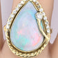 GIA Certified Natural Opal & Diamond 14k Ring – 23x15mm Light Gray Cabochon