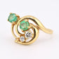 IGI Certified 14K Yellow Gold Ring with 0.70ct Natural Emeralds 0.25ct Diamonds