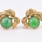 IGI Certified 14K Yellow Gold Jadeite Floral Earrings | 7.00ct Green Jade