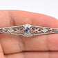 Art Deco Brooch in 14K White Gold with Blue Sapphire & Diamonds IGI Certified