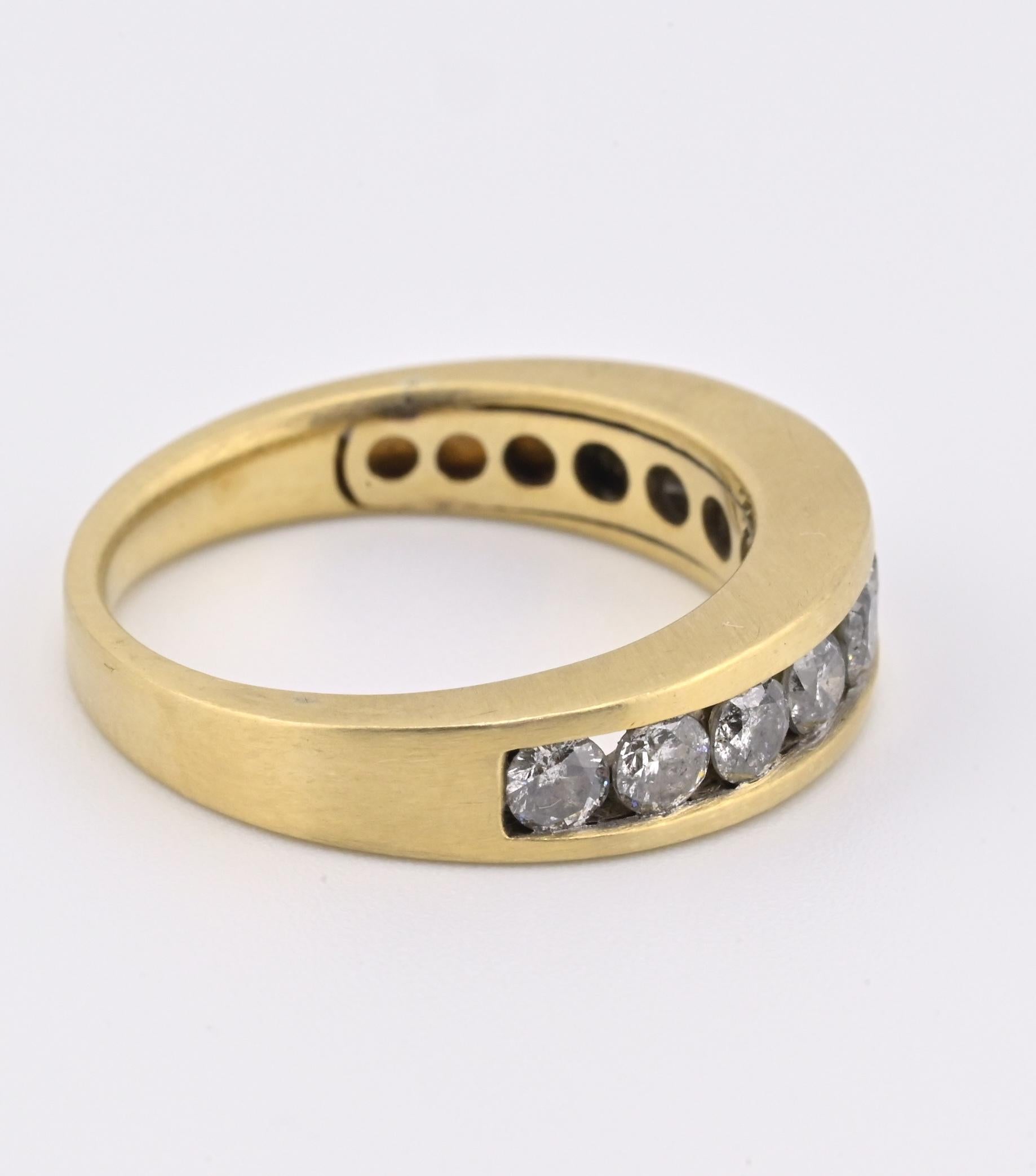 Fabulous 14K Yellow Gold Band With Natural Diamonds .90 Carats IGI Certified