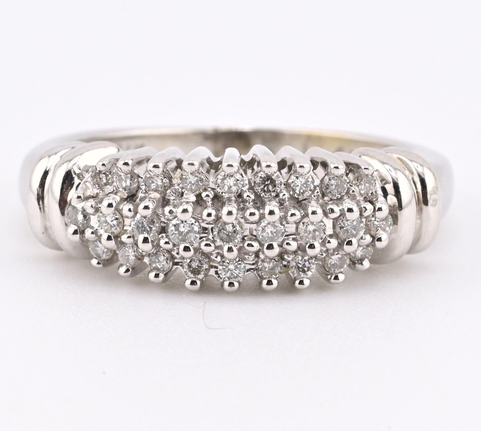 IGI Certified 14K White Gold Diamond Band – 0.25ct, 27 Natural Diamonds Size 4