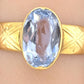 Antique 1800s 18K Yellow Gold Ring w/ Blue Lab-Grown Spinel – Oval Brilliant
