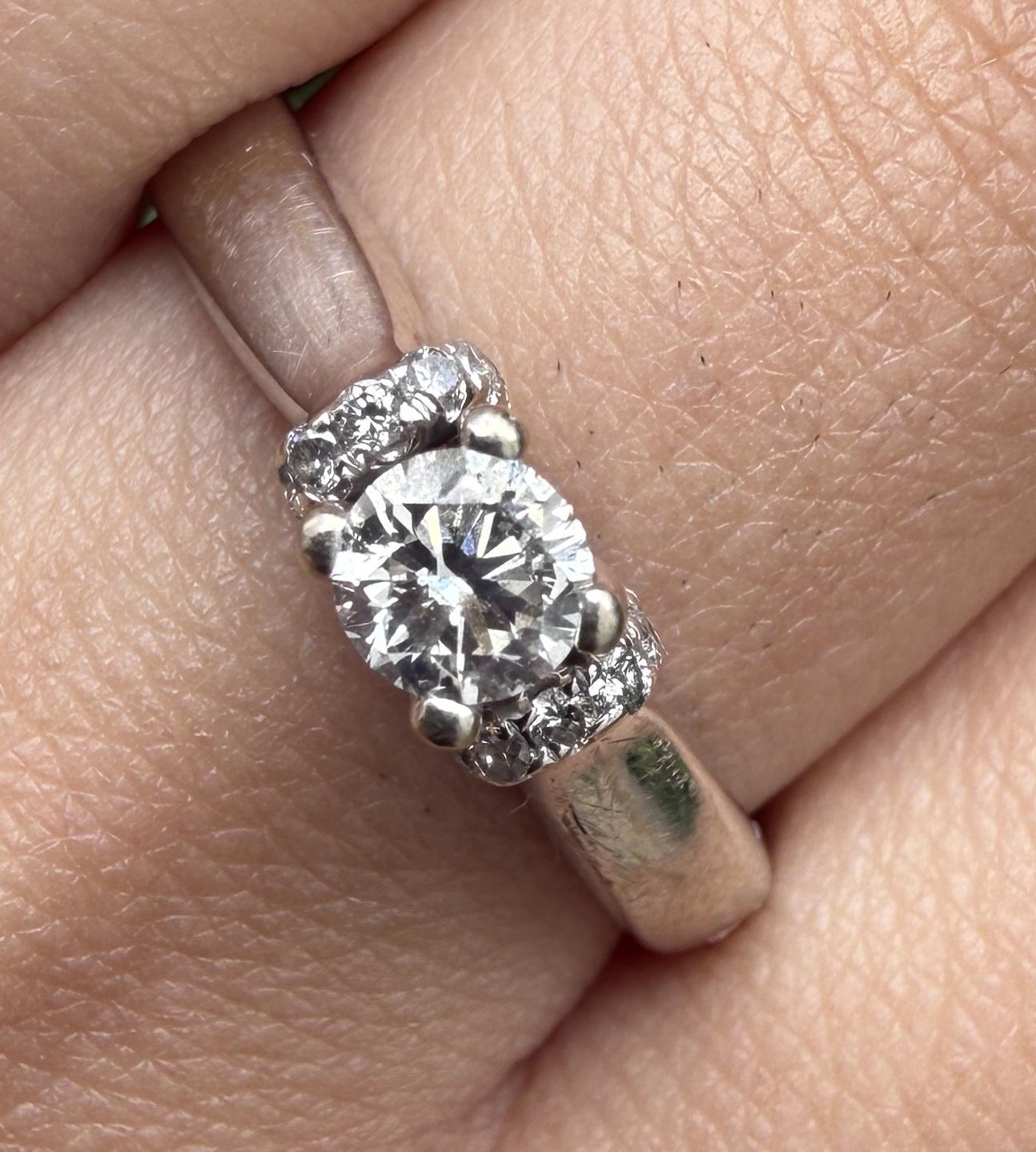 14K White Gold Diamond Ring .51 Total Carat Weight Size 9 IGI Certified