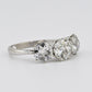 Art Deco 18K White Gold 3-Stone Ring – 3.00ct Old European Cut Diamonds Size 5