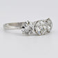 Art Deco 18K White Gold 3-Stone Ring – 3.00ct Old European Cut Diamonds Size 5