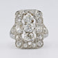 IGI Certified Antique Platinum Art Deco Ring with 4.28 Carats Natural Diamonds