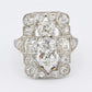 IGI Certified Antique Platinum Art Deco Ring with 4.28 Carats Natural Diamonds