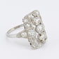 IGI Certified Antique Platinum Art Deco Ring with 4.28 Carats Natural Diamonds