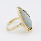 GIA Certified Natural Opal & Diamond 14k Ring – 23x15mm Light Gray Cabochon