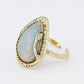 GIA Certified Natural Opal & Diamond 14k Ring – 23x15mm Light Gray Cabochon