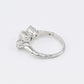 Edwardian 18K White Gold 3-Stone Diamond Ring 1.87 Carats Old Mine Cuts