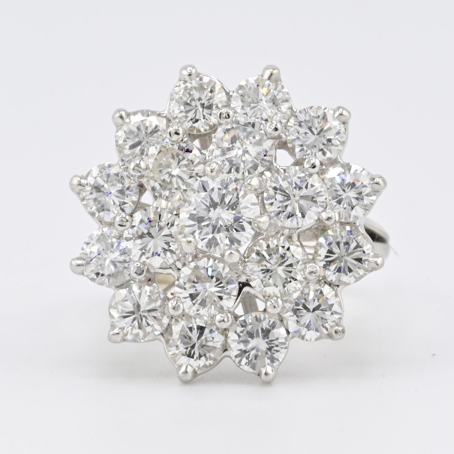 14K White Gold Ring With 3.55 Carats of Natural Diamonds IGI Certified Size 5