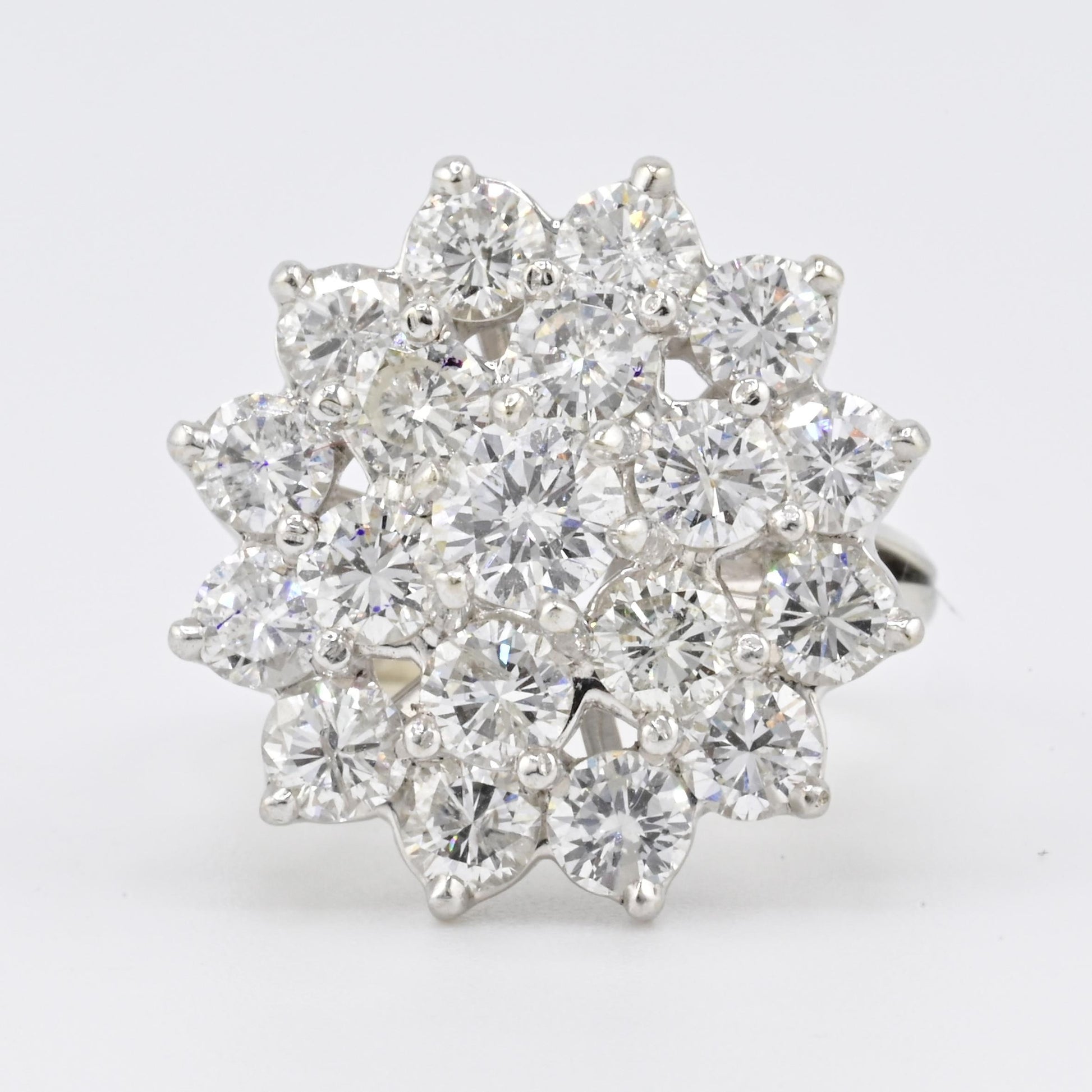 14K White Gold Ring With 3.55 Carats of Natural Diamonds IGI Certified Size 5