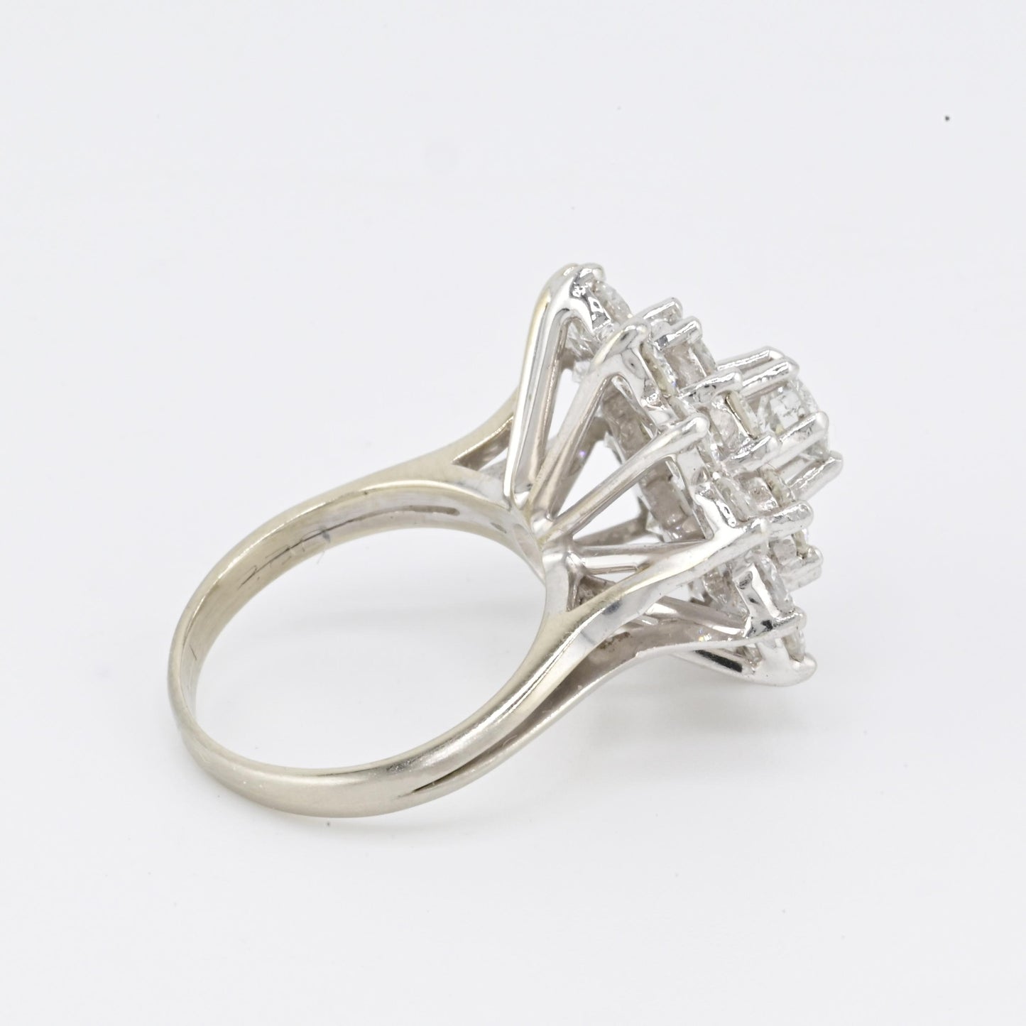 14K White Gold Ring With 3.55 Carats of Natural Diamonds IGI Certified Size 5