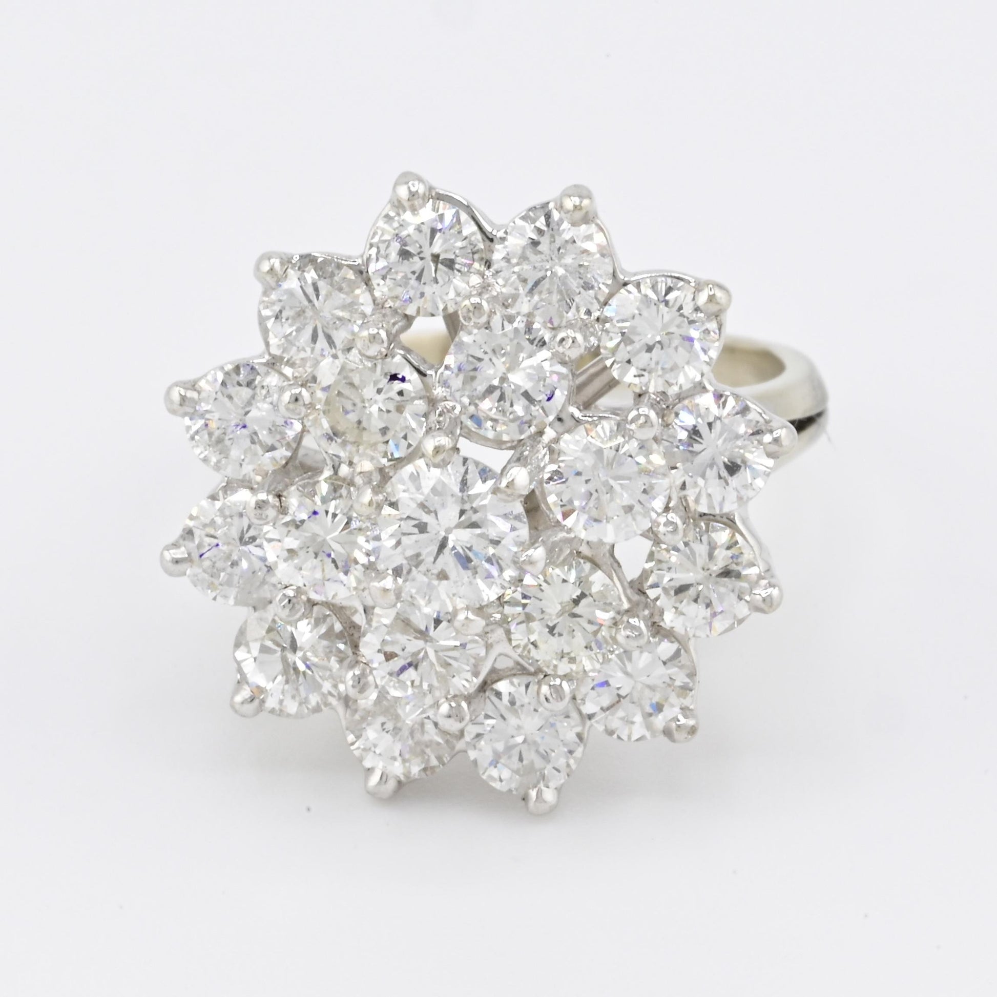 14K White Gold Ring With 3.55 Carats of Natural Diamonds IGI Certified Size 5