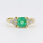 18K Yellow Gold Emerald And Diamond Ring Minor Oil Colombian IGI Certified