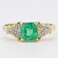 18K Yellow Gold Emerald And Diamond Ring Minor Oil Colombian IGI Certified