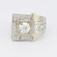 Art Deco GIA 1.00 Carat M Color VS2 Diamond Ring 14K White Gold Ring Size 5.75