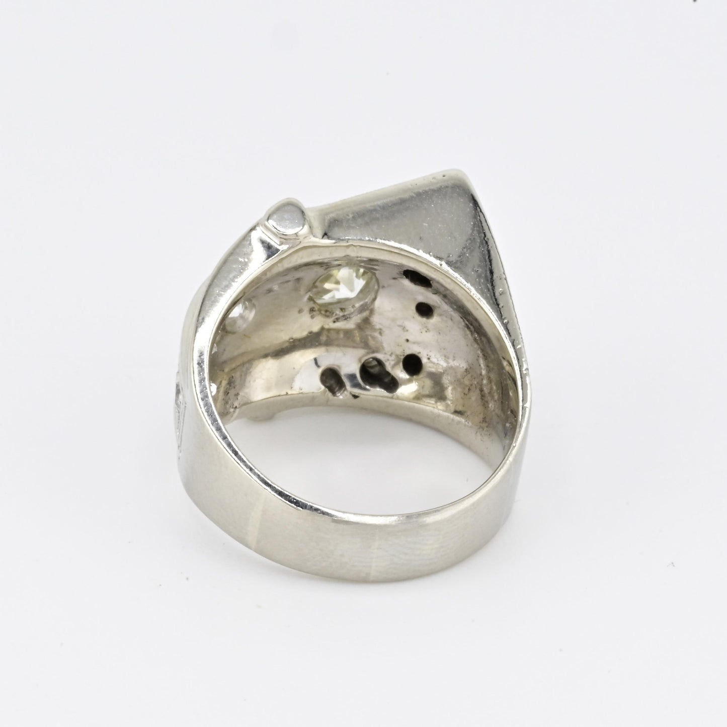 Art Deco GIA 1.00 Carat M Color VS2 Diamond Ring 14K White Gold Ring Size 5.75