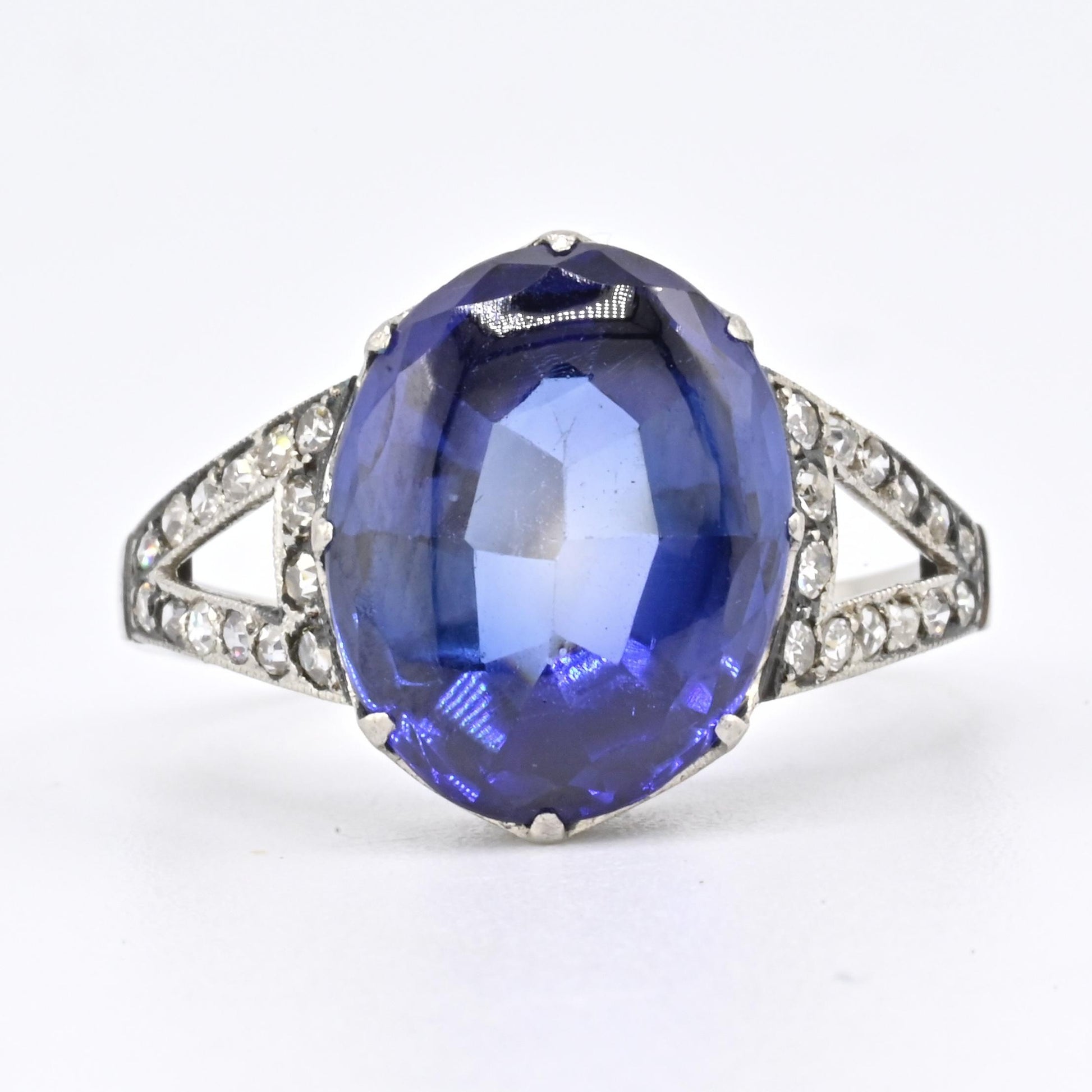 Rare Art Deco Period Sapphire & Diamond Ring With IGI Report