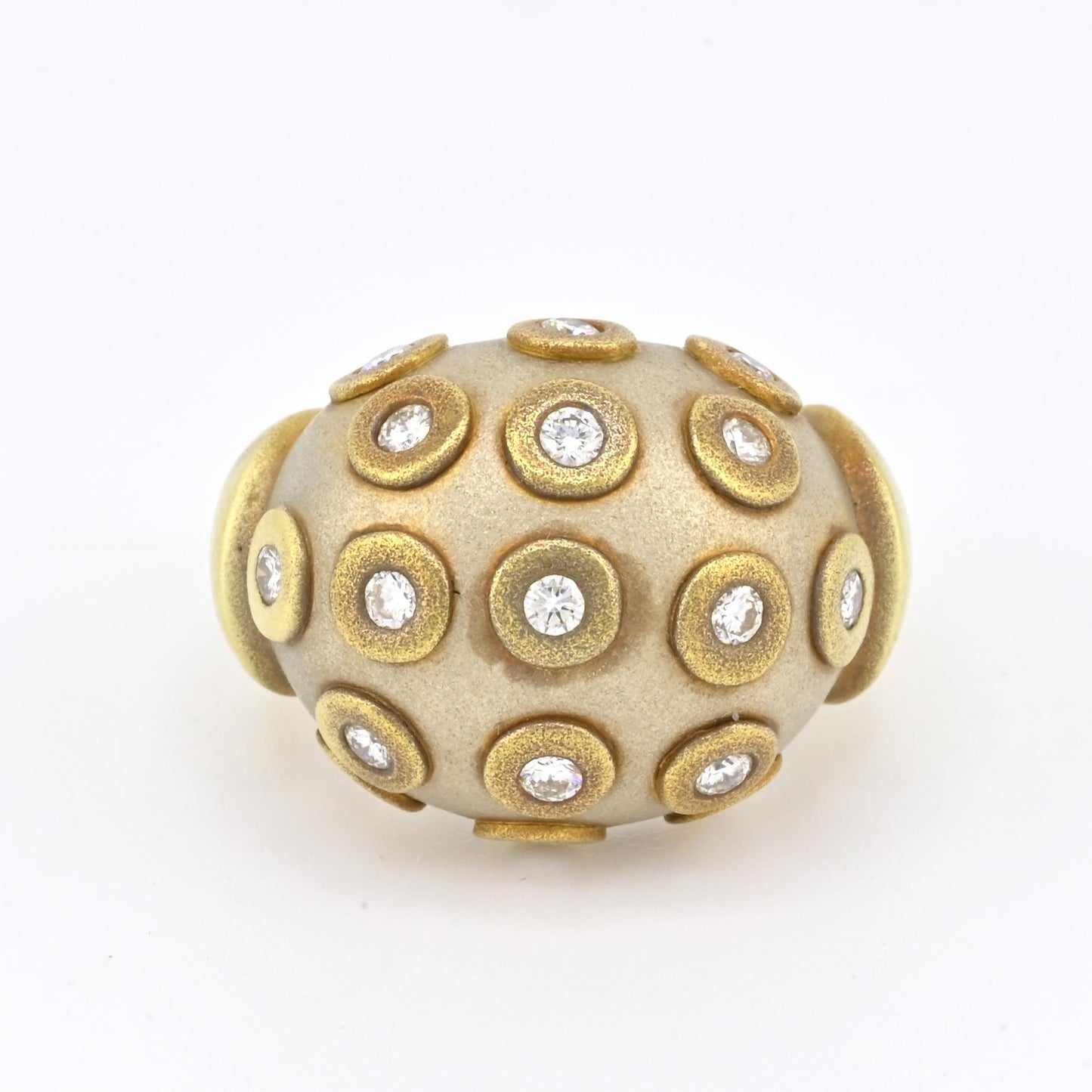 IGI Certified Diana Vincent 18K Gold Dome Diamond Ring Size 4