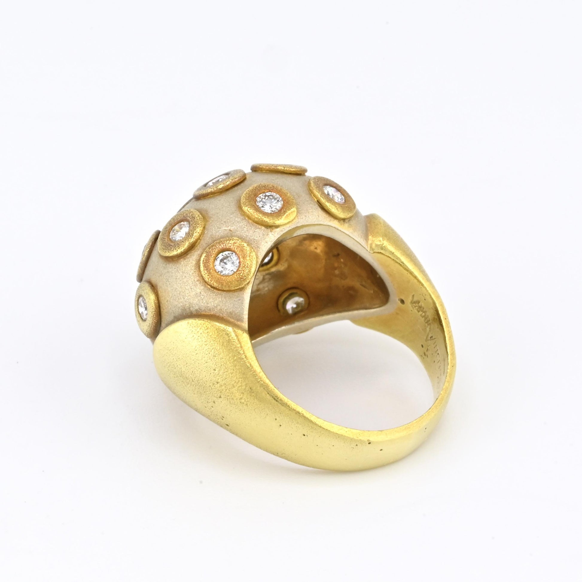 IGI Certified Diana Vincent 18K Gold Dome Diamond Ring Size 4