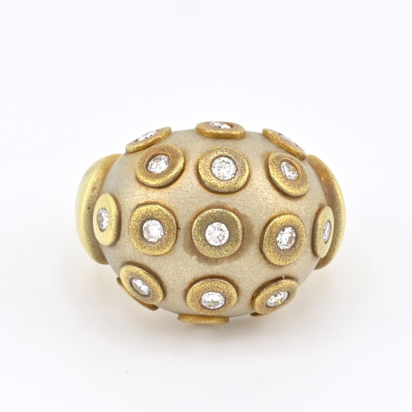 IGI Certified Diana Vincent 18K Gold Dome Diamond Ring Size 4
