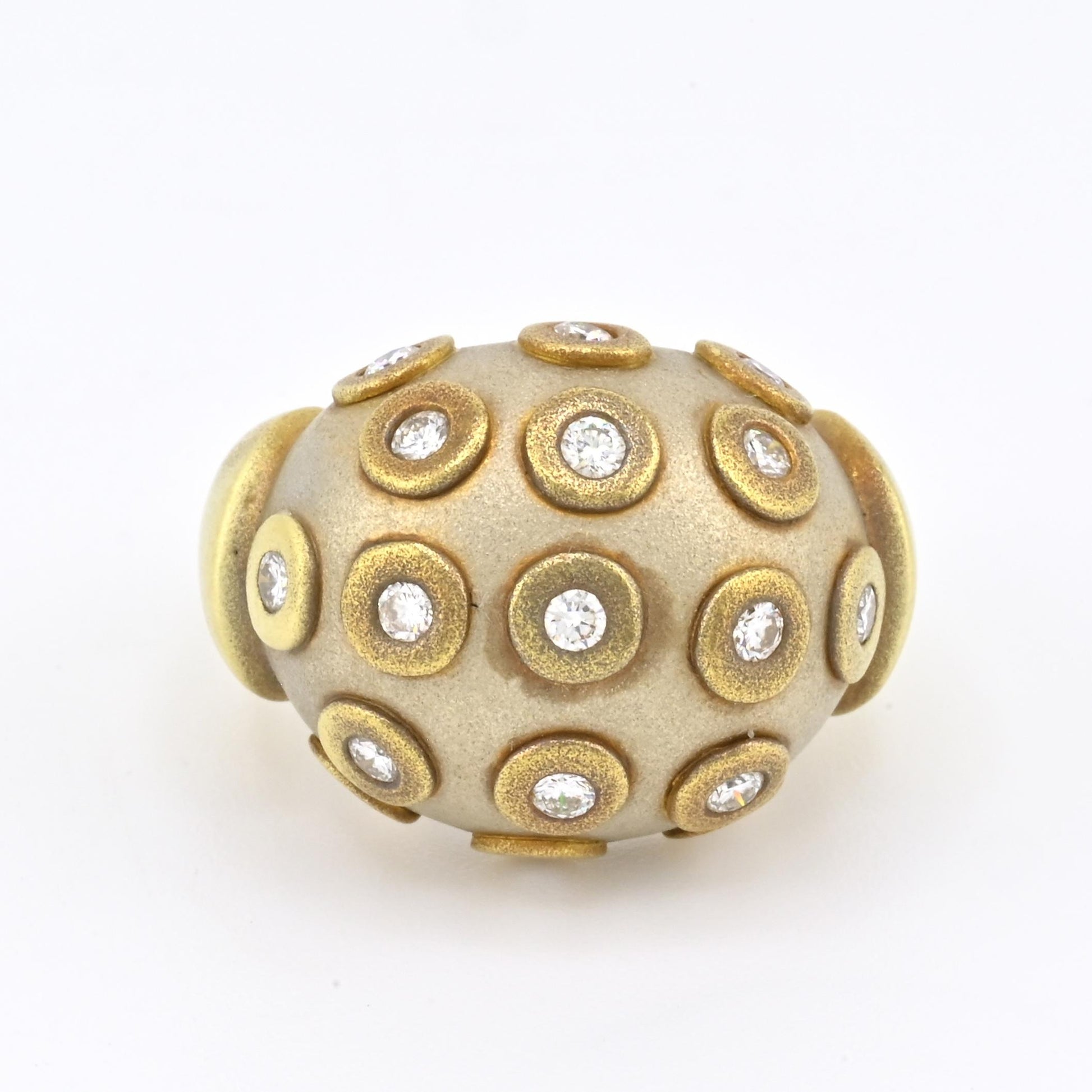 IGI Certified Diana Vincent 18K Gold Dome Diamond Ring Size 4