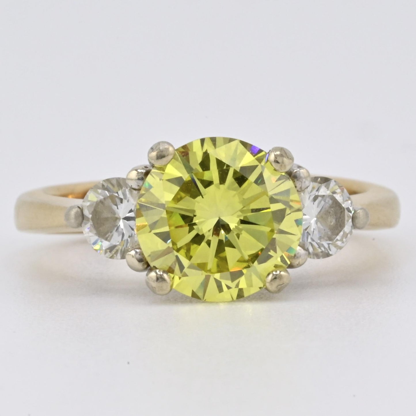 GIA Certified 1.99ct Fancy Intense Yellow Diamond Ring VS1, .50 ct Side Diamonds