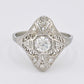 Art Deco Platinum Diamond Ring .50 Carats Center Stone Ring Size 8.75 IGI Cert.