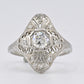 Art Deco Platinum Diamond Ring .50 Carats Center Stone Ring Size 8.75 IGI Cert.