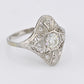 Art Deco Platinum Diamond Ring .50 Carats Center Stone Ring Size 8.75 IGI Cert.