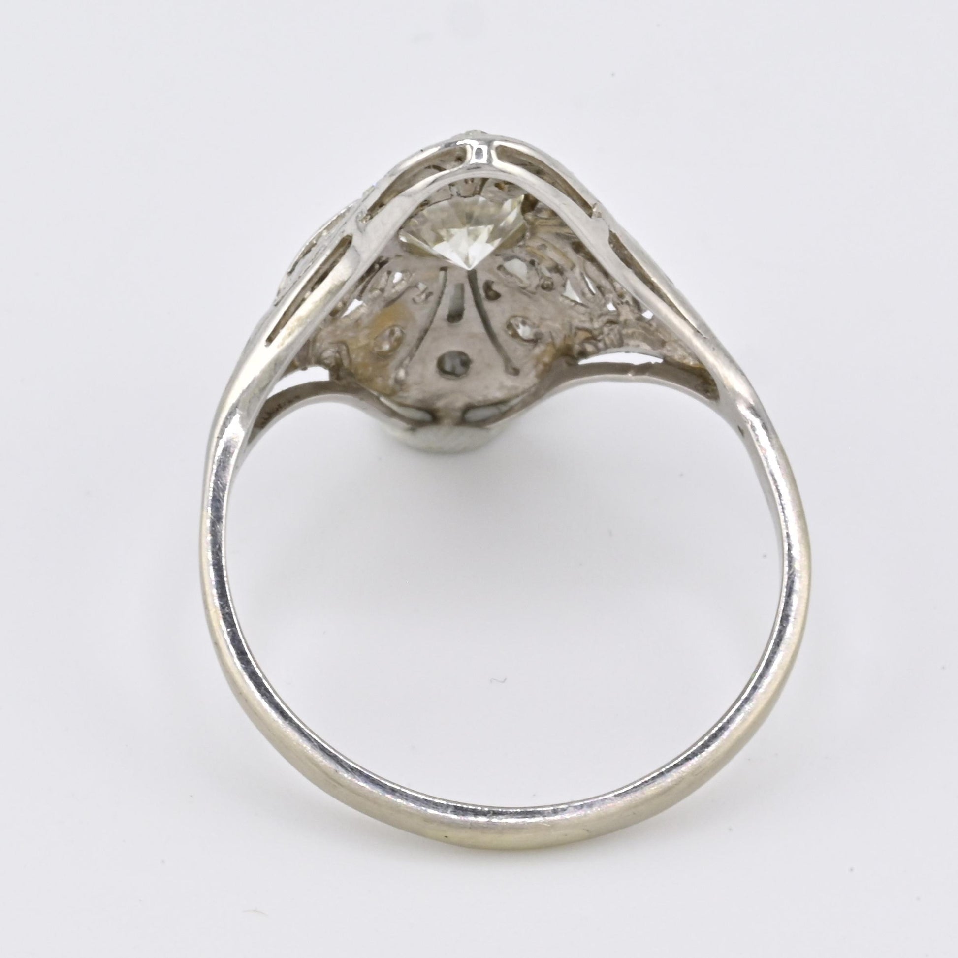 Art Deco Platinum Diamond Ring .50 Carats Center Stone Ring Size 8.75 IGI Cert.