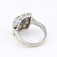 Art Deco 14K White Gold Diamond & Sapphire Ring Size 5 IGI Certified