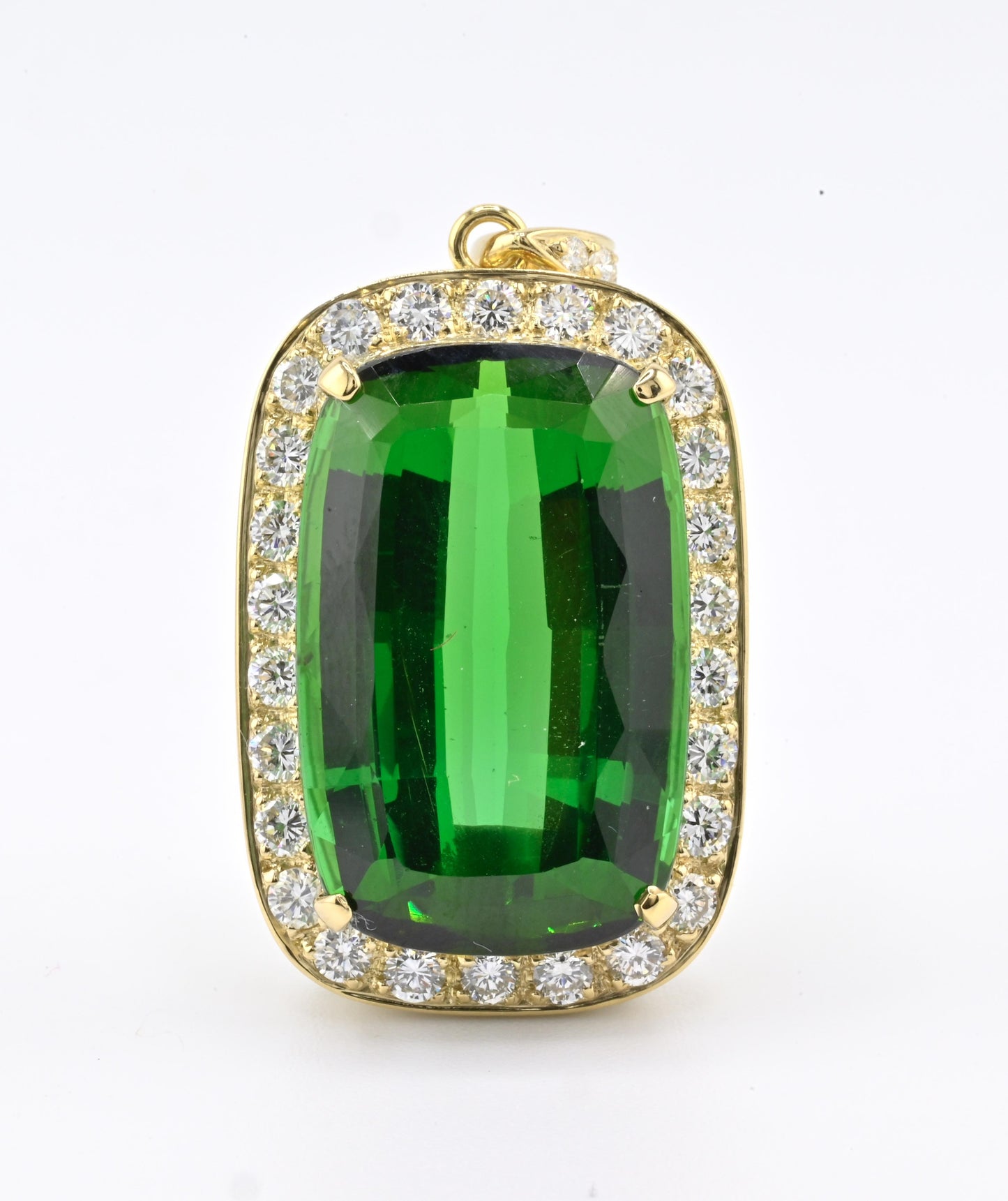 18K Yellow Gold Pendant With 26.51 Carat Tourmaline And 2.25 Carats Diamonds