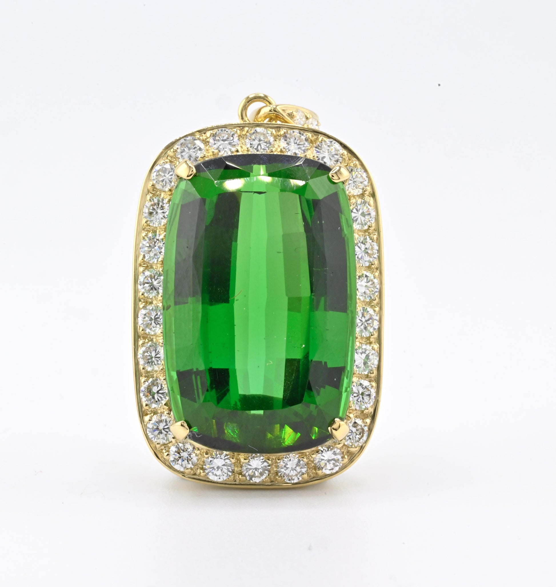 18K Yellow Gold Pendant With 26.51 Carat Tourmaline And 2.25 Carats Diamonds