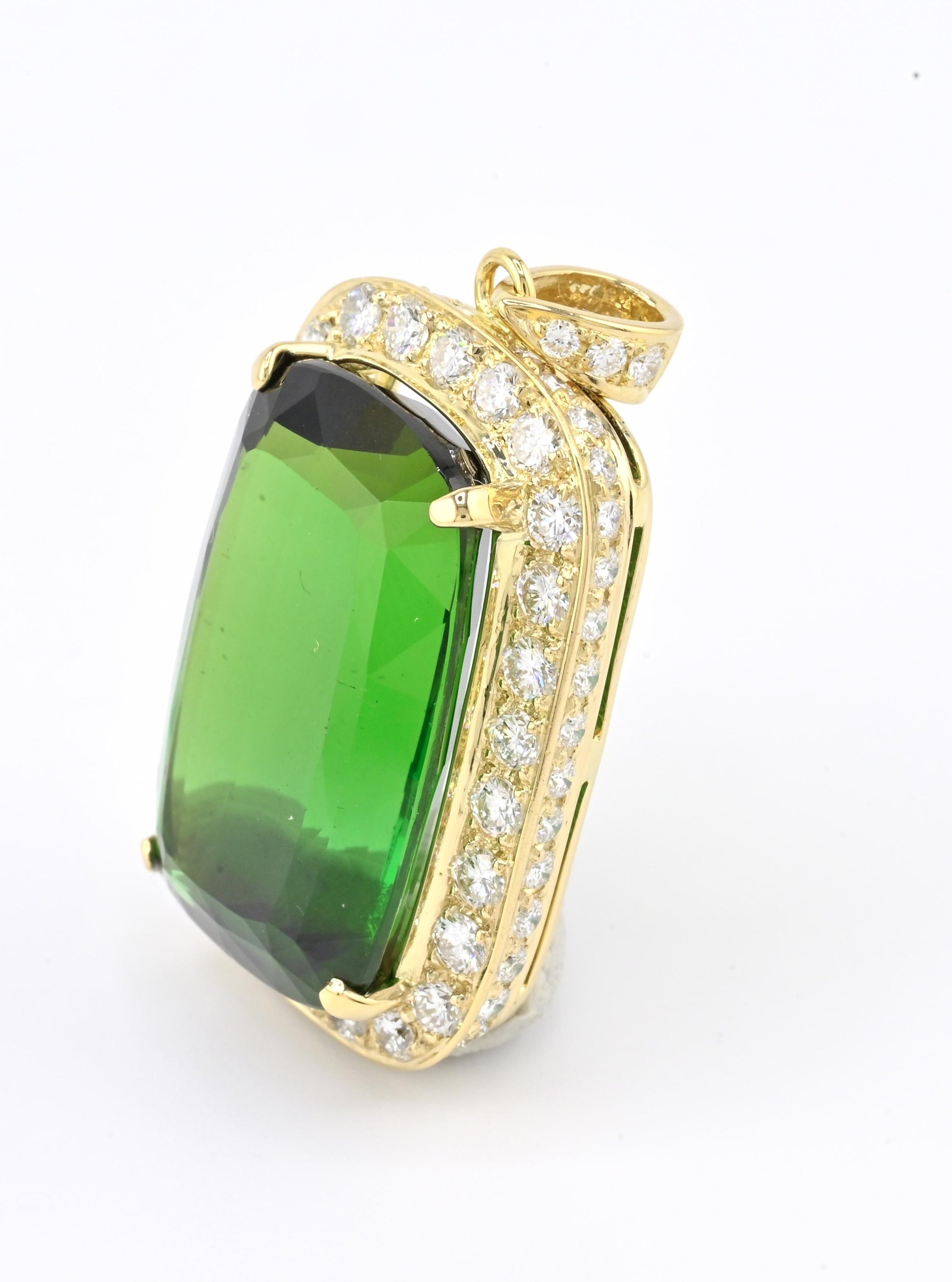 18K Yellow Gold Pendant With 26.51 Carat Tourmaline And 2.25 Carats Diamonds