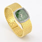 Rare Piaget Jade Dial Ladies Wristwatch 18K Yellow Gold Diamond Bezel 6.5 Inches